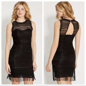 Maurices | Lace Fringe Flapper Dress Black XS